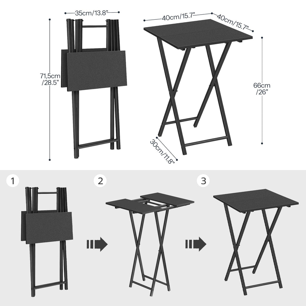 HOOBRO Folding Side Table, TV Tray Table for Eating, Small Industrial Sofa Snack Foldable Table for Small Spaces, Space-Saving, Black EBB27BZ01