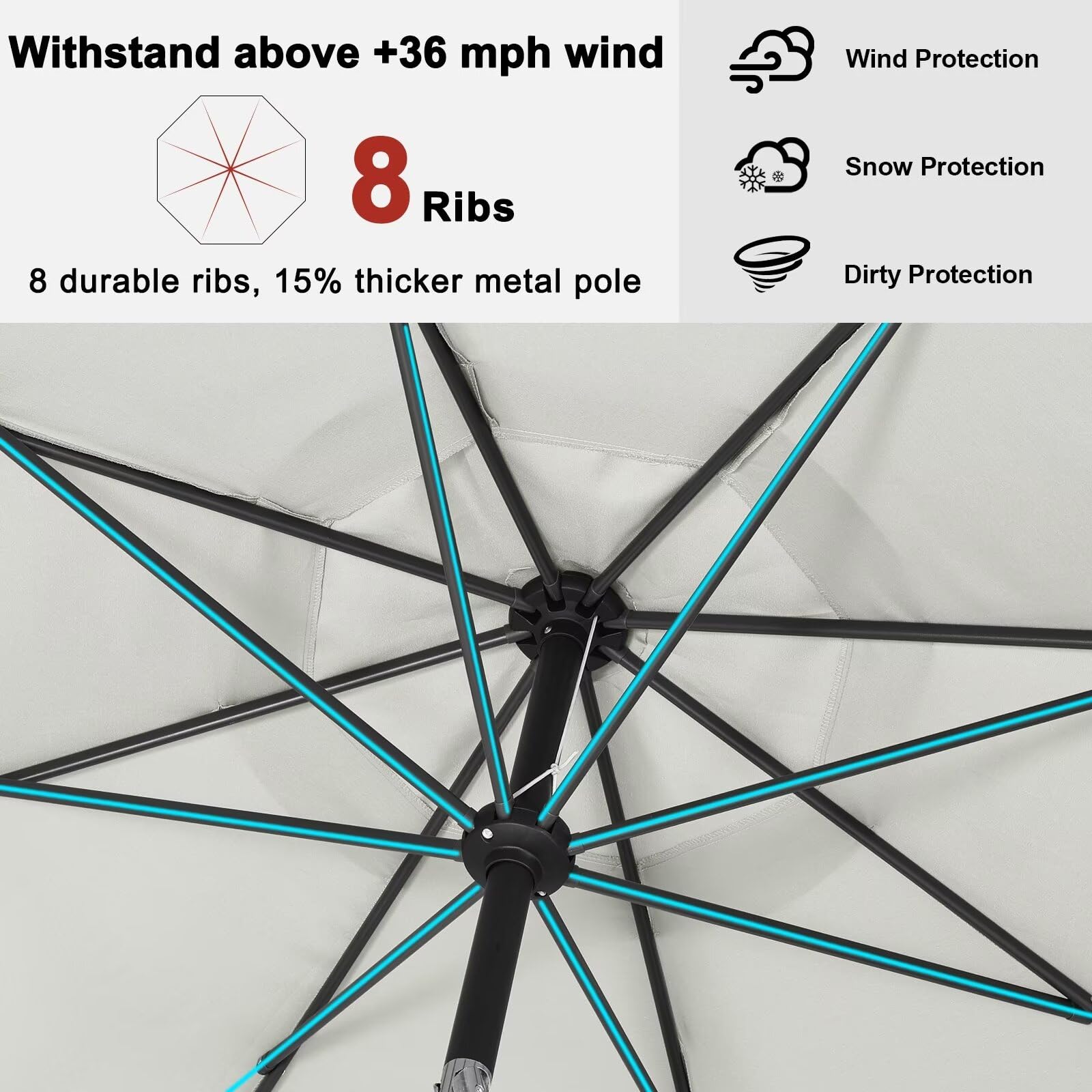 ABCCANOPY 9FT Cantilever Parasol – Gray Aluminum Patio Umbrella