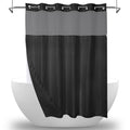 MEKOTRIN Hookless Shower Curtain | Waffle Fabric with Snap-on Liner, Black