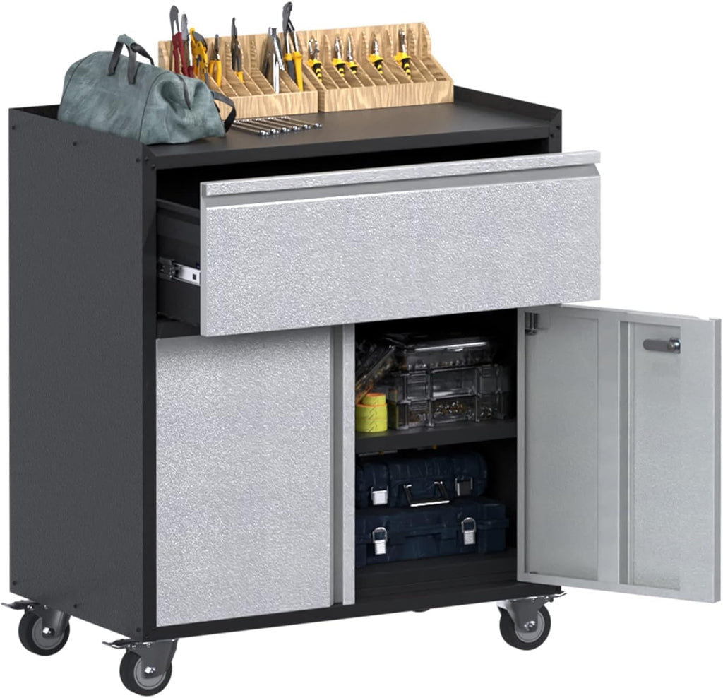 SUPEER Metal Garage Cabinet with Wheels and 2 Doors &1 Drawer - image 1