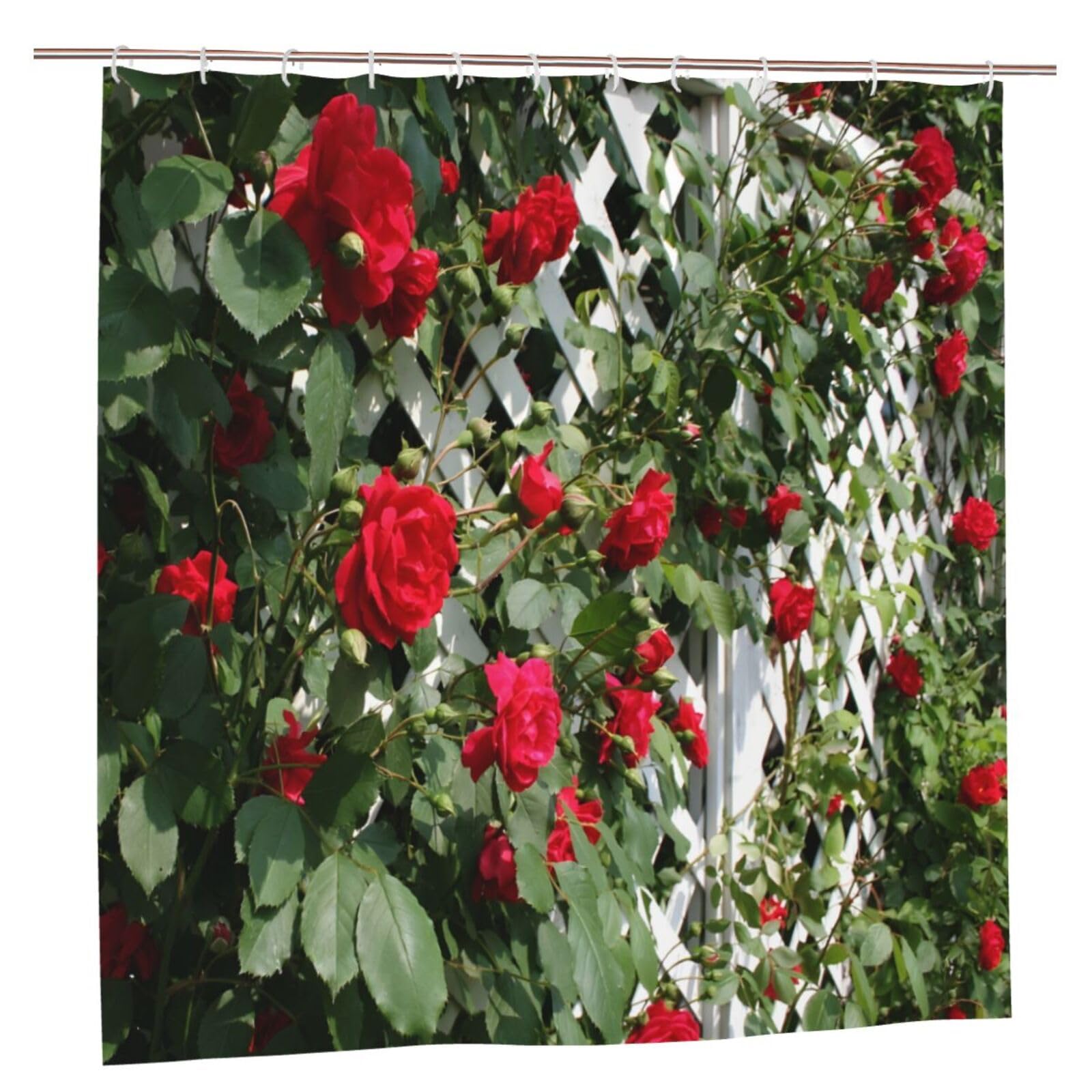 Jolof Store Red Rose Garden Shower Curtain | Waterproof Polyester, 79x72
