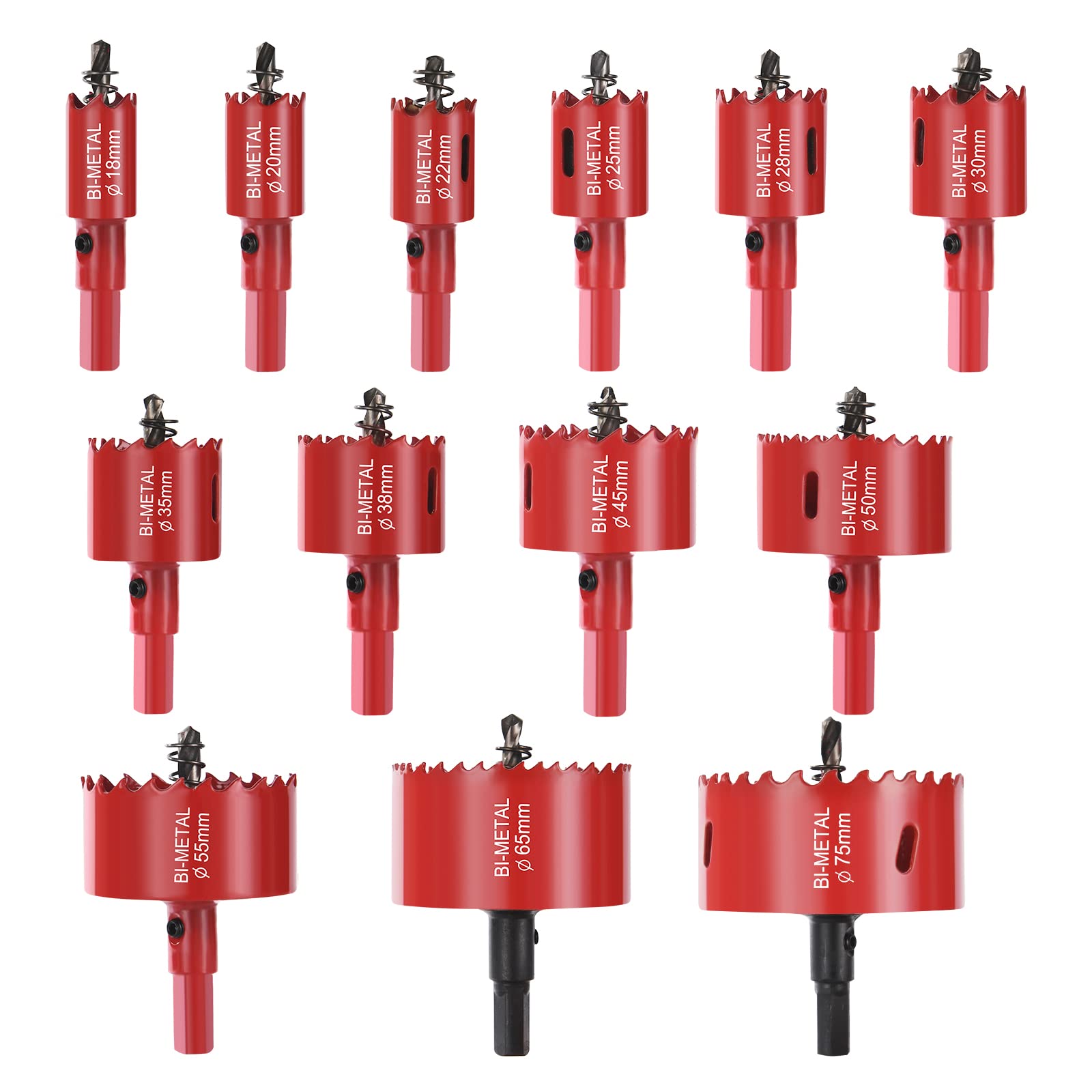 flintronic 13-Piece Bi-Metal Hole Saw Set (18mm-75mm) for Wood & Metal