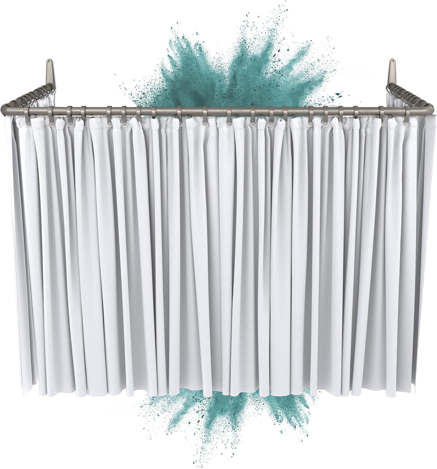 Erica L or U Shape Shower Curtain Rail - Grey Powder Steel