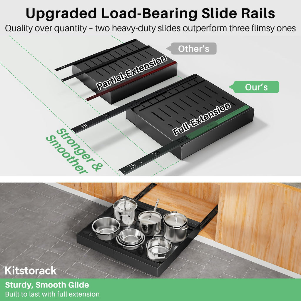 Kitstorack Extendable Pull Out Cabinet Organiser | Metal Sliding Drawer