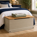 Mews Corona Grey Storage Chest Ottoman Solid Pine Wood Mexican Toy Chest Bedding Blanket Box - image 1
