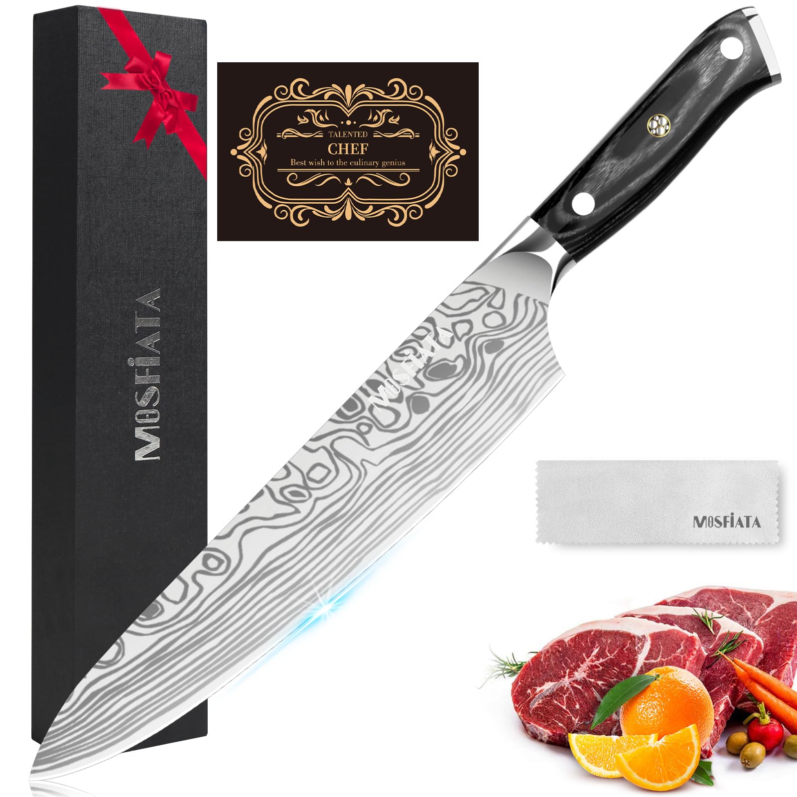 MOSFiATA 10 Inch Chef Knife – High Carbon German Stainless Steel