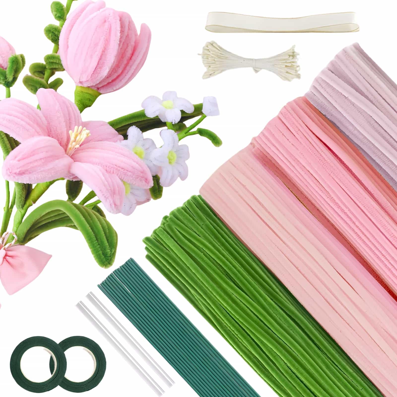 400Pcs Pipe Cleaners Flower Making Kit – DIY Tulip Bouquet Set