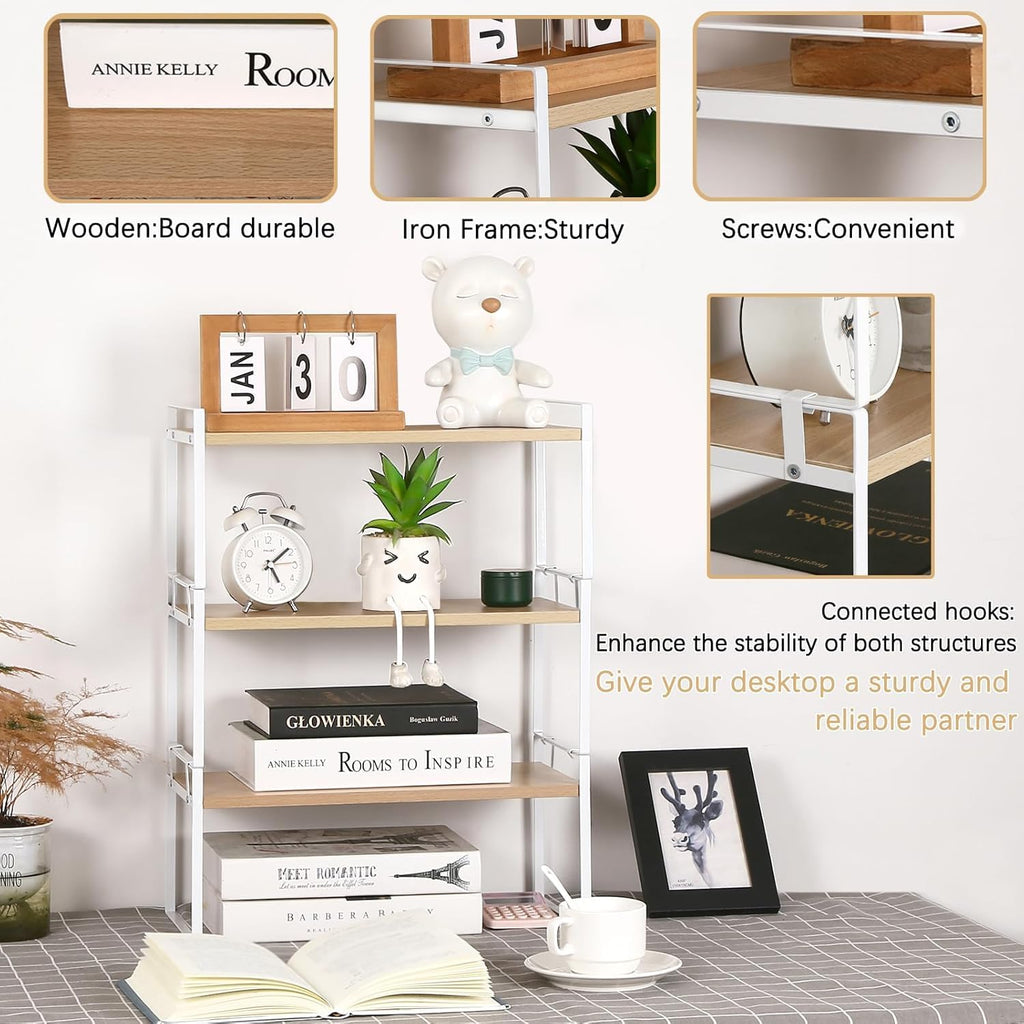 Jolof Store Wood Desk Organizer – Adjustable Desktop Shelf & Bookshelf
