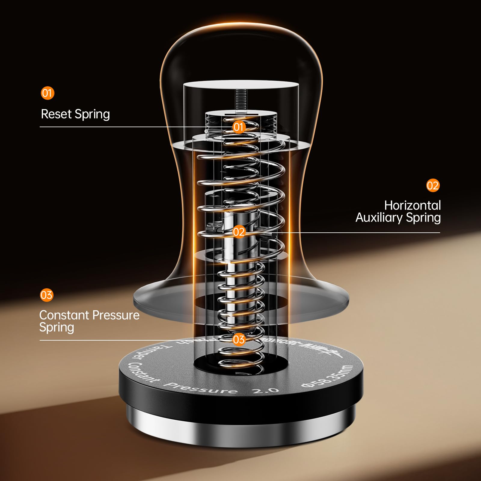 MHW-3BOMBER 54mm Calibrated Espresso Tamper – 30lb Spring Loaded Tool