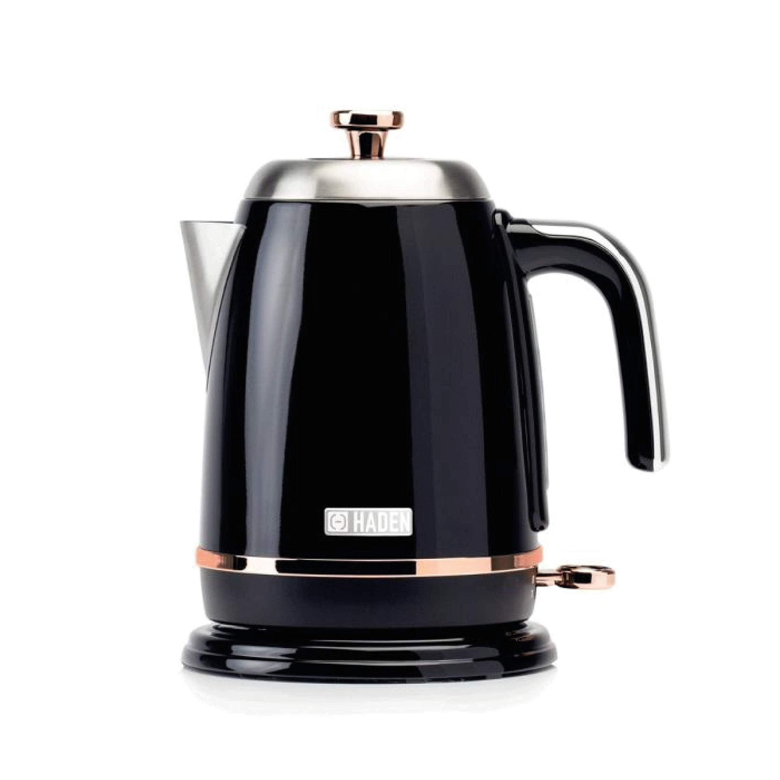 Haden Salcombe Black Electric Kettle – 1.7L Fast Boil Stainless Steel