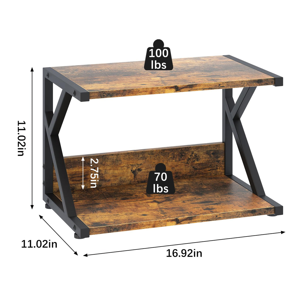 Huhote 2 Tier Desktop Printer Stand, Under Desk Printer Table, Multi-Purpose Desktop Storage and Organize - image 2