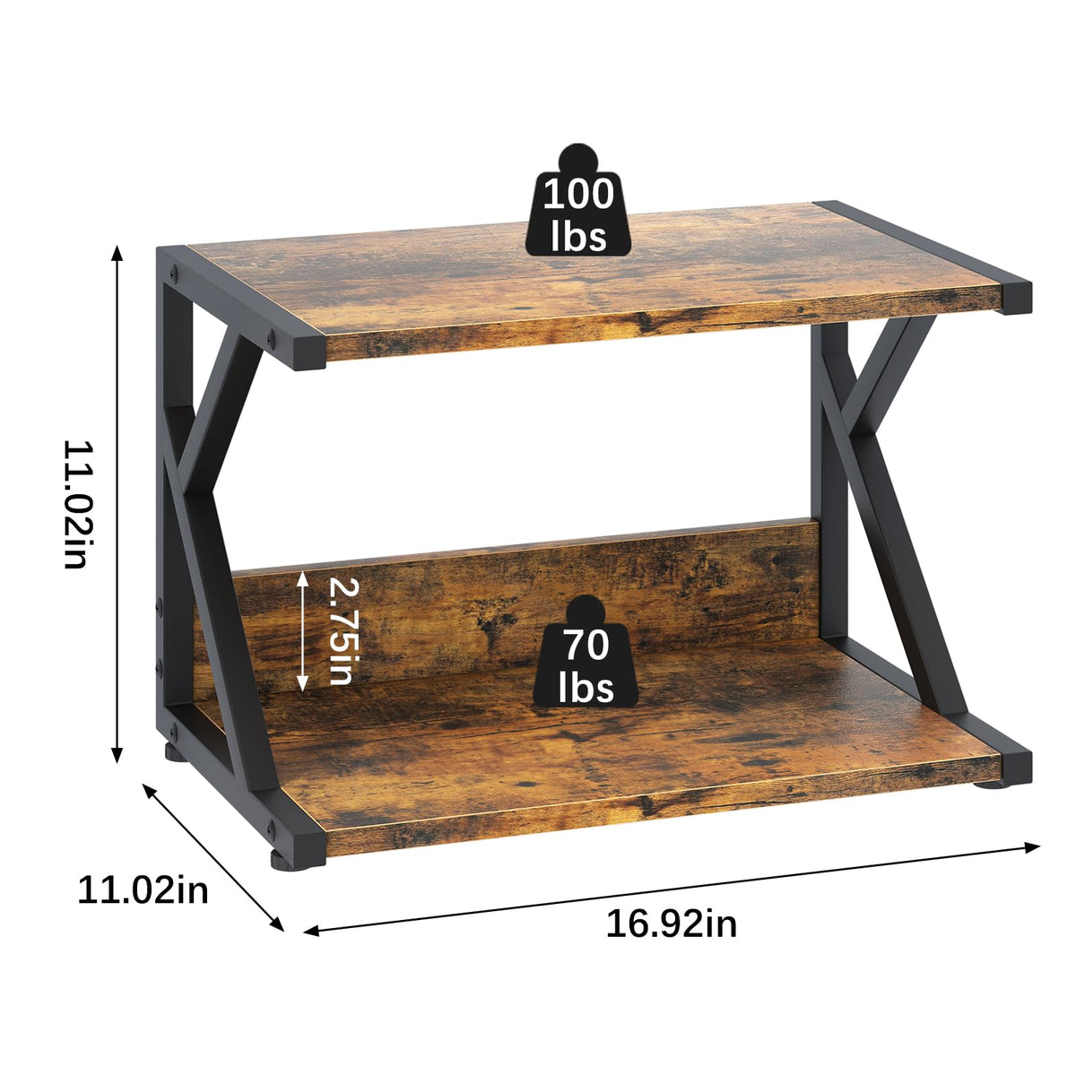 Huhote 2 Tier Desktop Printer Stand, Under Desk Printer Table, Multi-Purpose Desktop Storage and Organize - image 2