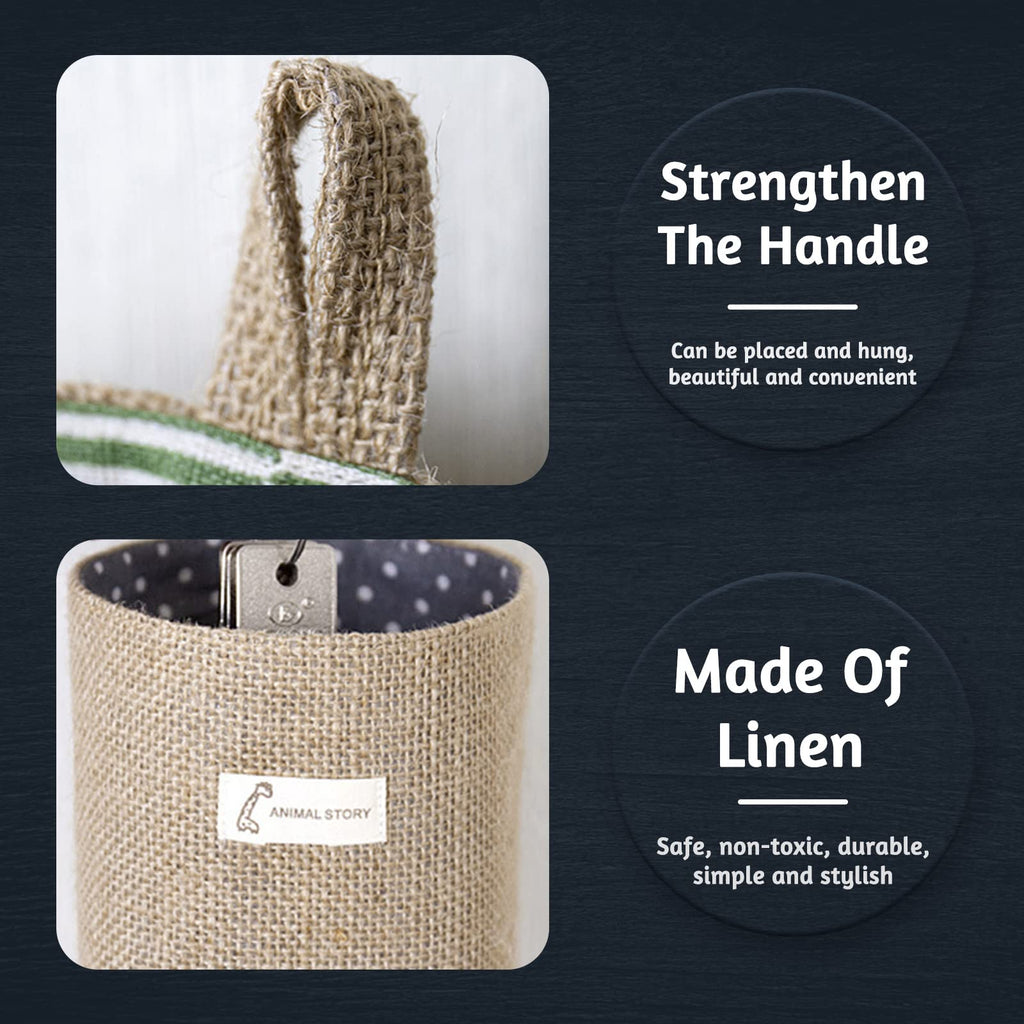 Fahibin Cotton Linen Storage Basket Bag,3pcs Hanging Small Foldable Storage Basket Bag with Handle, Foldable Organizer Decorative Bag for Toys, Keys - image 3
