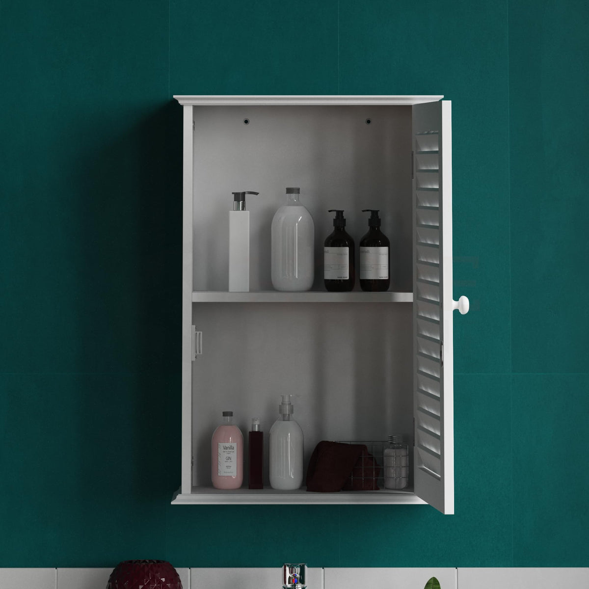 Bath Vida Bathroom Cabinet Single Door Shutter Wall Mounted Storage, White - image 4