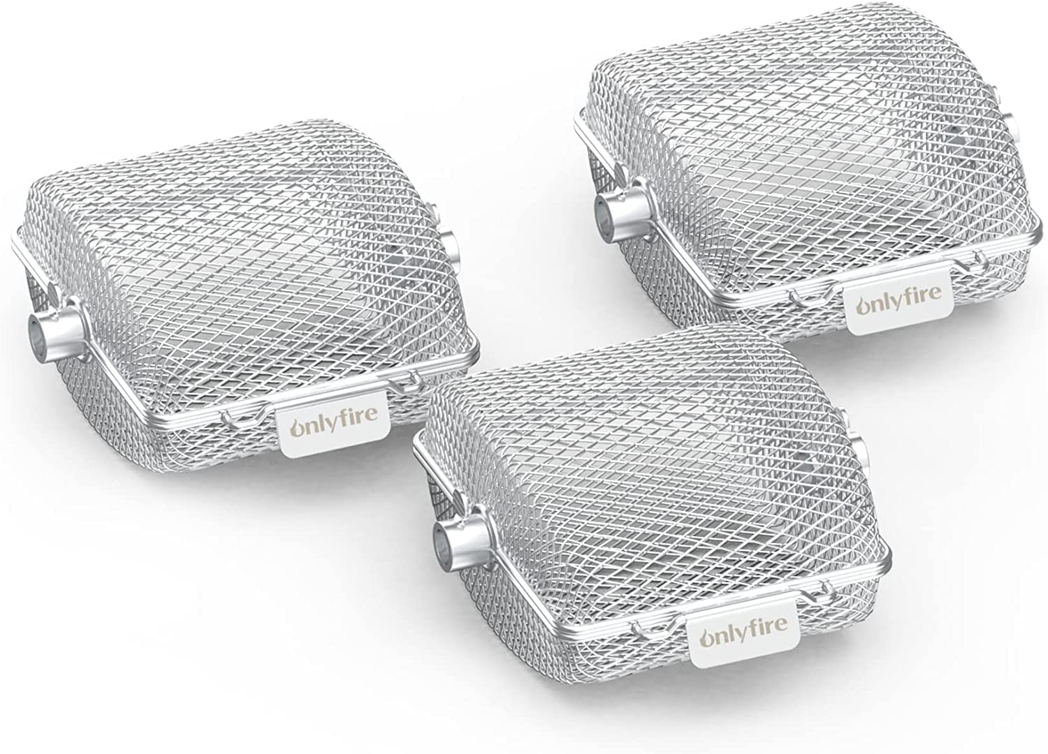 Onlyfire 3-Pack Stainless Steel Rotisserie Grill Basket Cage for Spit Rods