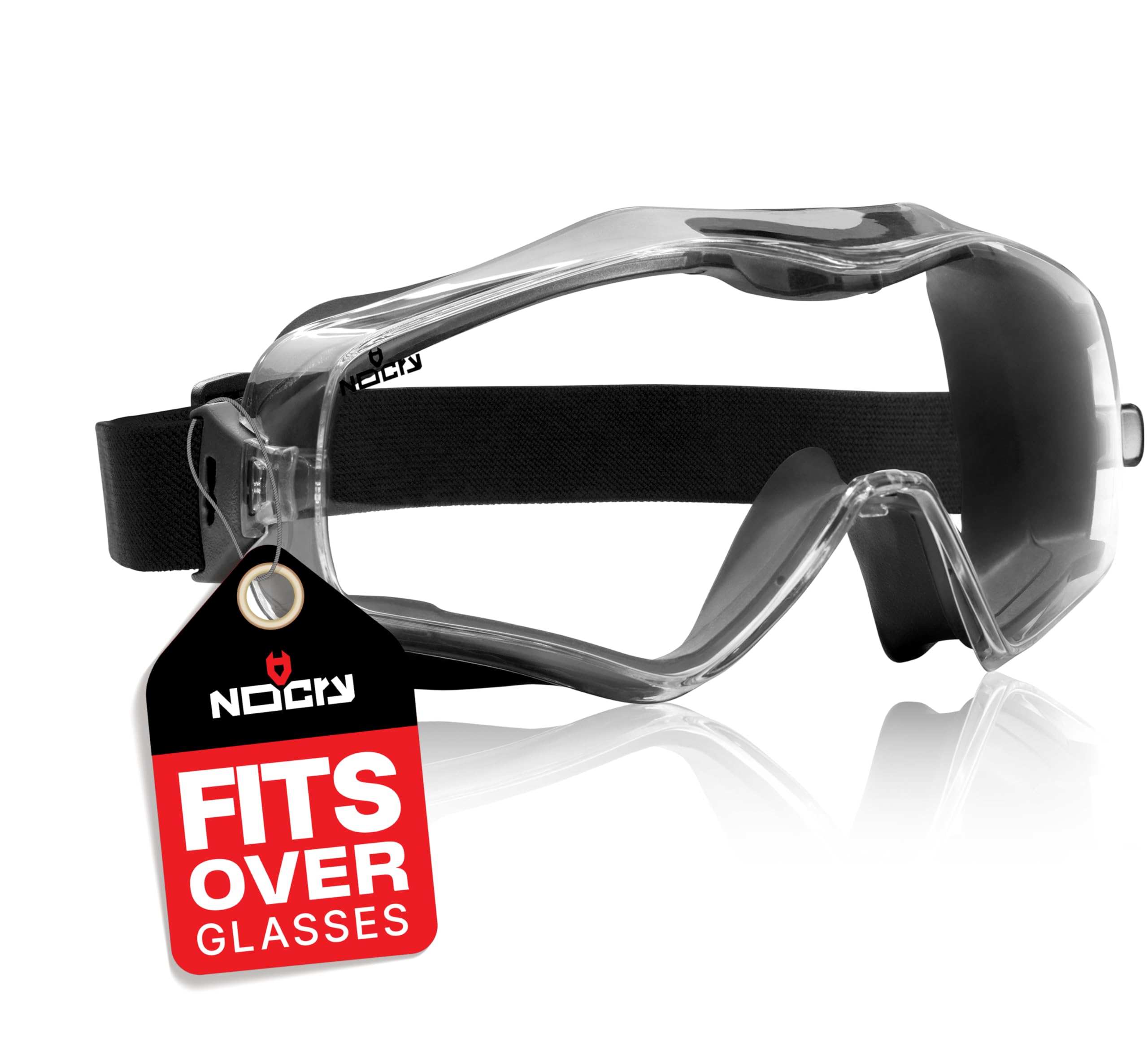 NoCry Safety Goggles Over Glasses – Anti-Fog Vented Panoramic Lenses
