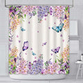 AIBIIN Butterfly Floral Shower Curtain | Waterproof Polyester Fabric, 180x180cm