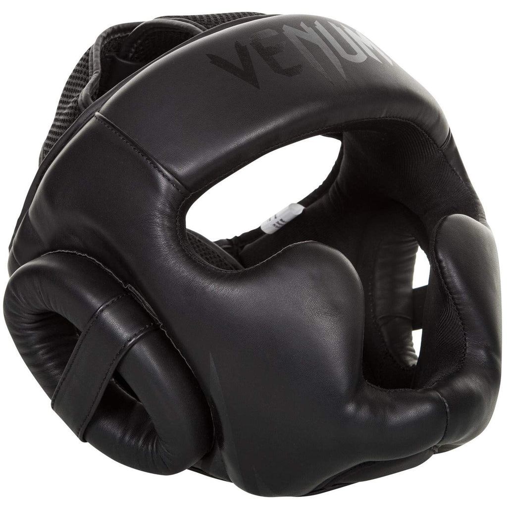 Venum Challenger 2.0 Boxing Headgear – Black Skintex Leather – One Size