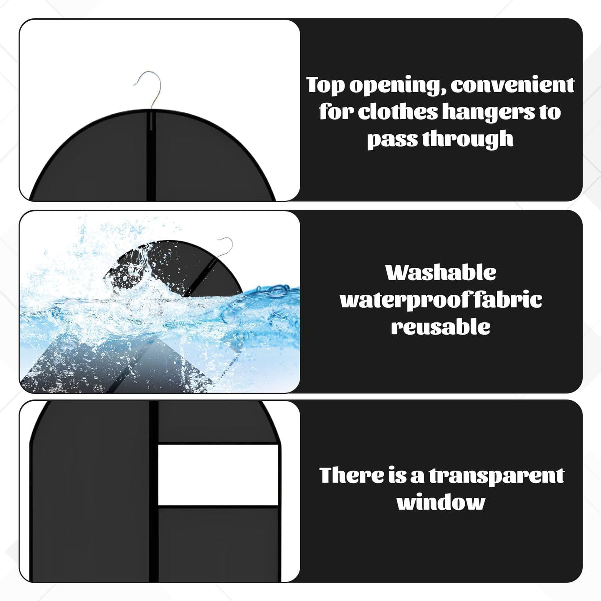 2 Pack Suit Covers for Men with Zipper,Suit Bags for Men,60 * 100 cm Foldable and Dustproof Suits Carriers for Man,Easy to Store,Reusable Clothes - image 3