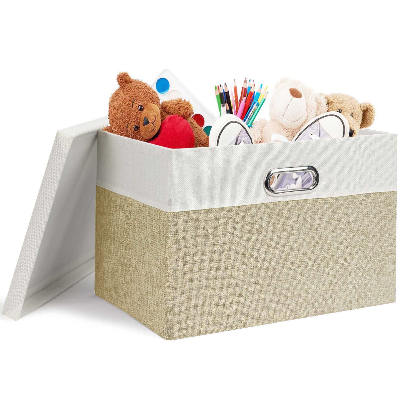 Febzoce Foldable Fabric Storage Bins with Lids – 3 Pack Extra Large Baskets