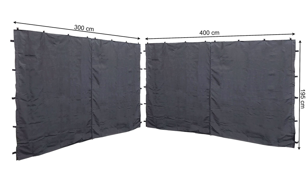 Quick Star Gazebo Sidewalls 3x4m - 2 Polyester Panels in Anthracite