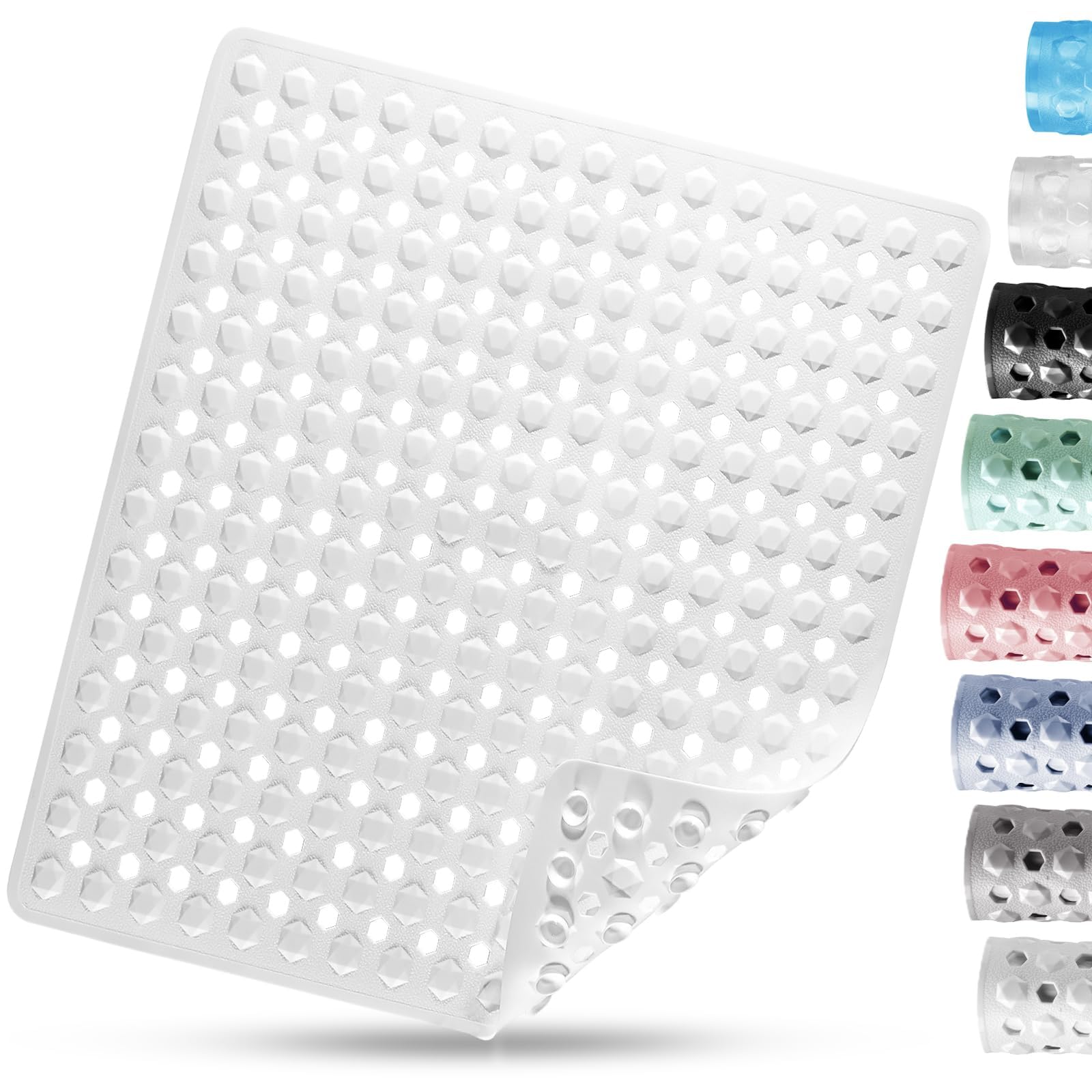 DOPROP Square Non Slip Shower Mat | 53x53cm Anti Mould Bath Mat - White