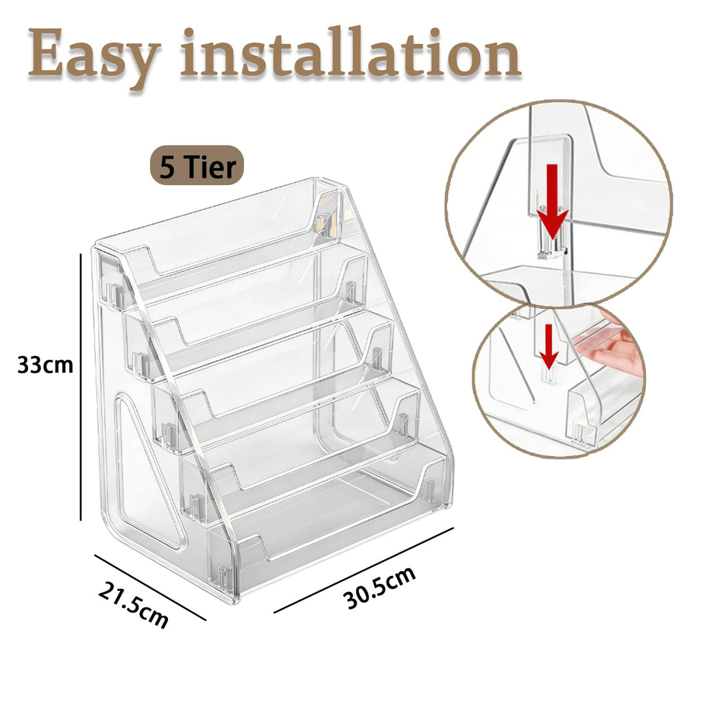 ZYNERY 5-Tier Acrylic Card Display Stand, Clear Card Stands for Display, Versatile Display Shelves For Greeting Card Organiser, Trading Card