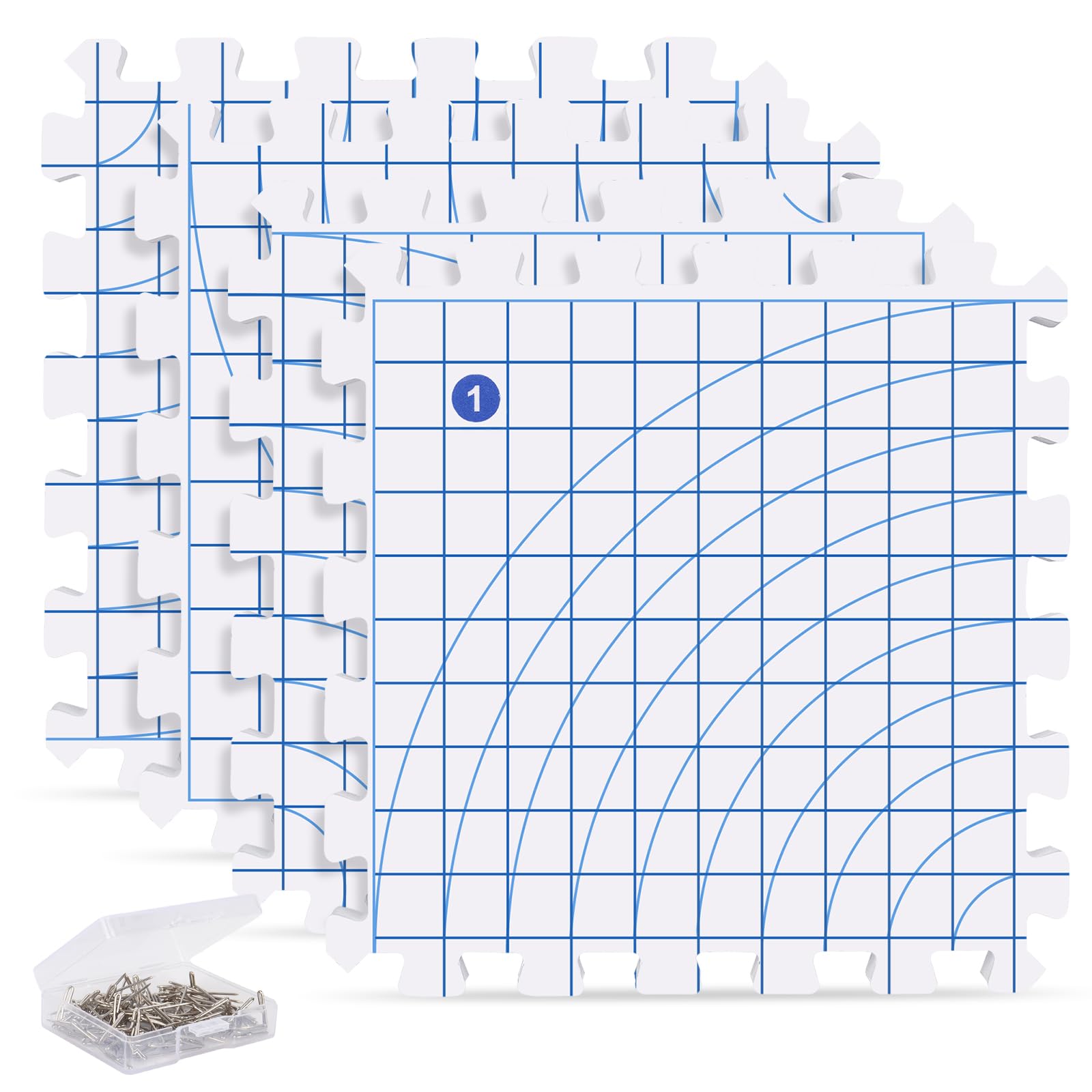 Aeelike Blocking Mats for Crochet and Knitting - 4 Pack Foam Board with Pins