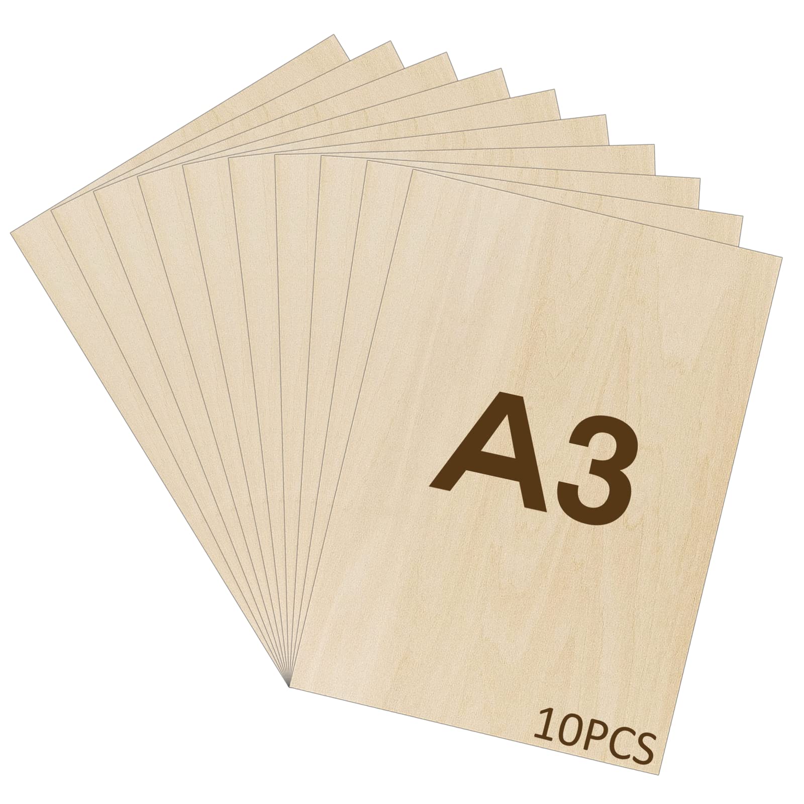 WISYOK 10pcs Basswood Plywood Sheets A3 – 2mm Unfinished Wood for Laser