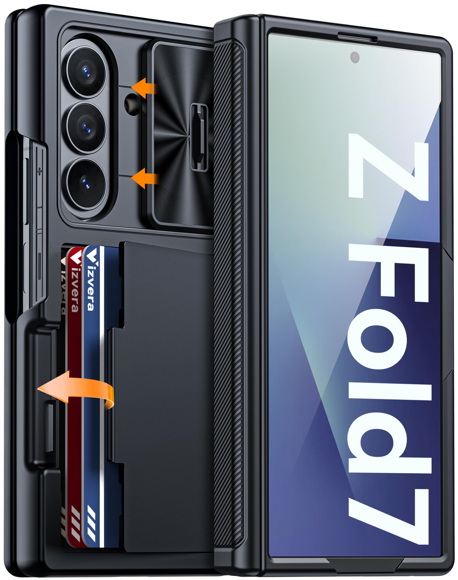 Vizvera Samsung Galaxy Z Fold 7 Case | RFID Wallet & Camera Cover