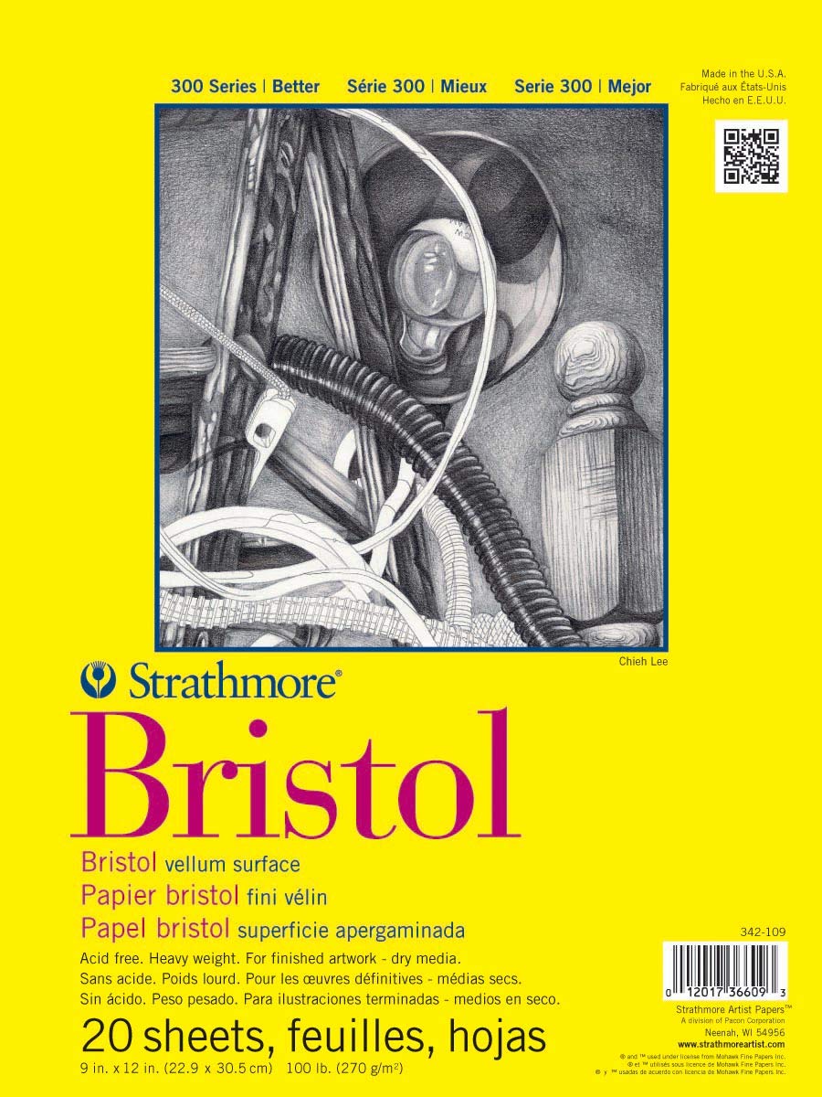 Strathmore Bristol Vellum Paper Pad, 9x12 Inch, 20 Sheets for Drawing