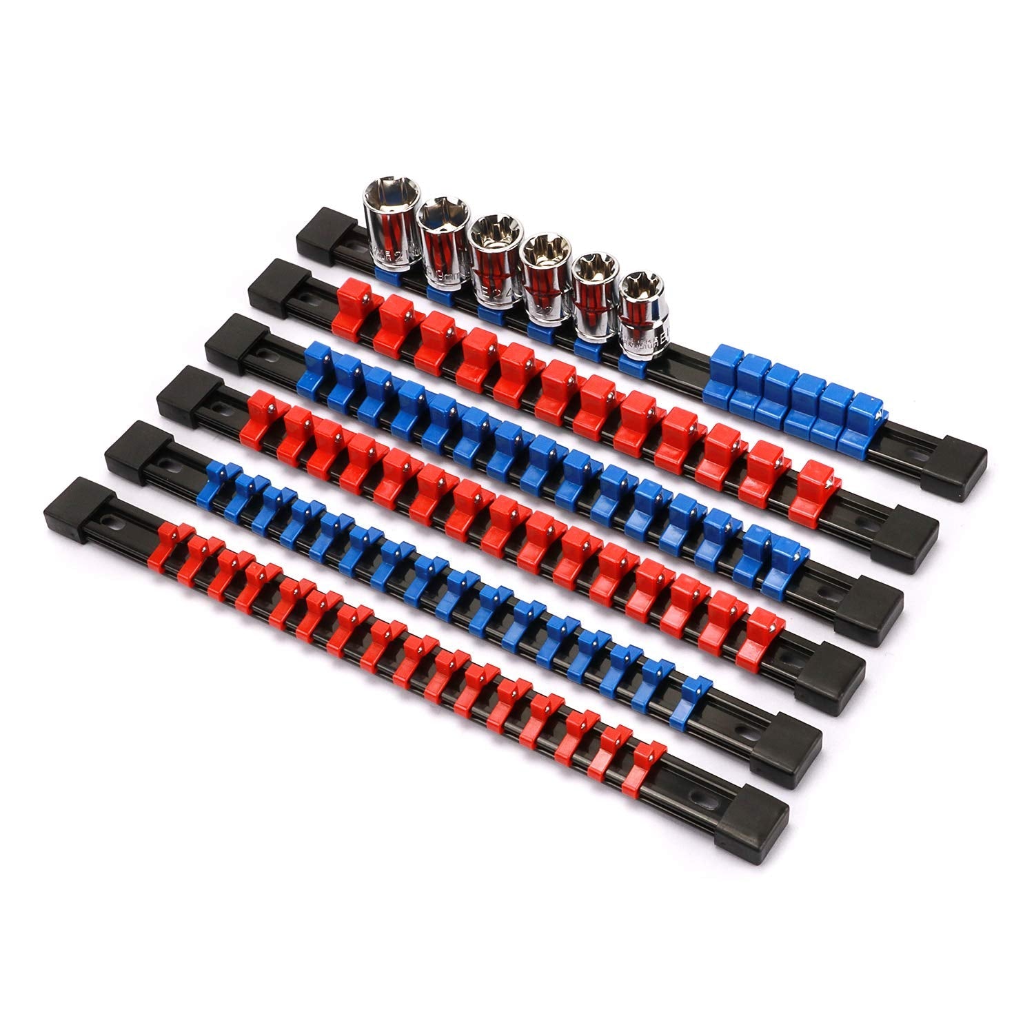 CASOMAN 6-Piece ABS Socket Organizer Set | 1/4, 3/8, 1/2-Inch Rails