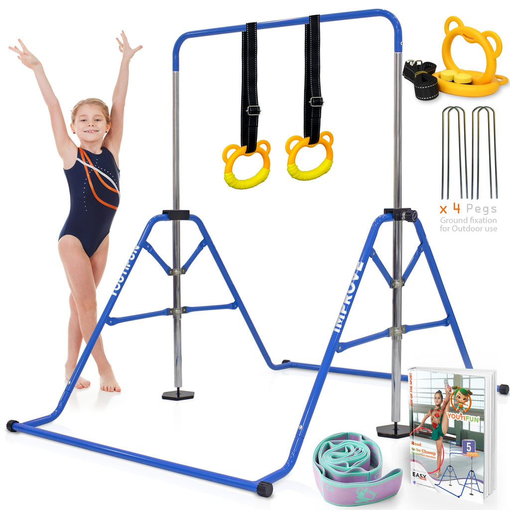 YOUTIFUN Kids Gymnastics Bar | 5-Level Adjustable Home Gym Equipment
