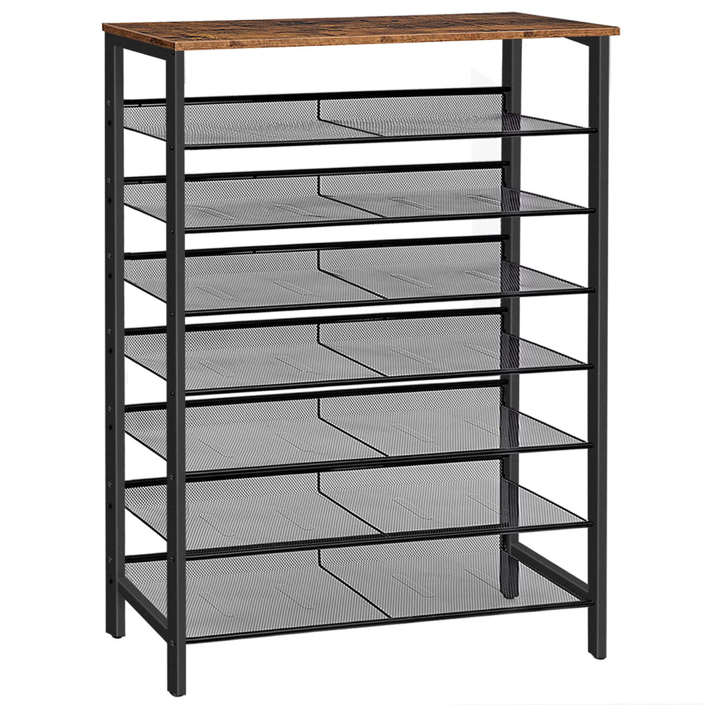 HOOBRO Tall Shoe Rack – 8-Tier Metal Storage Shelf for 28-35 Pairs