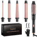 Haglater 5-in-1 Ceramic Curling Wand Set | Interchangeable Hair Curler