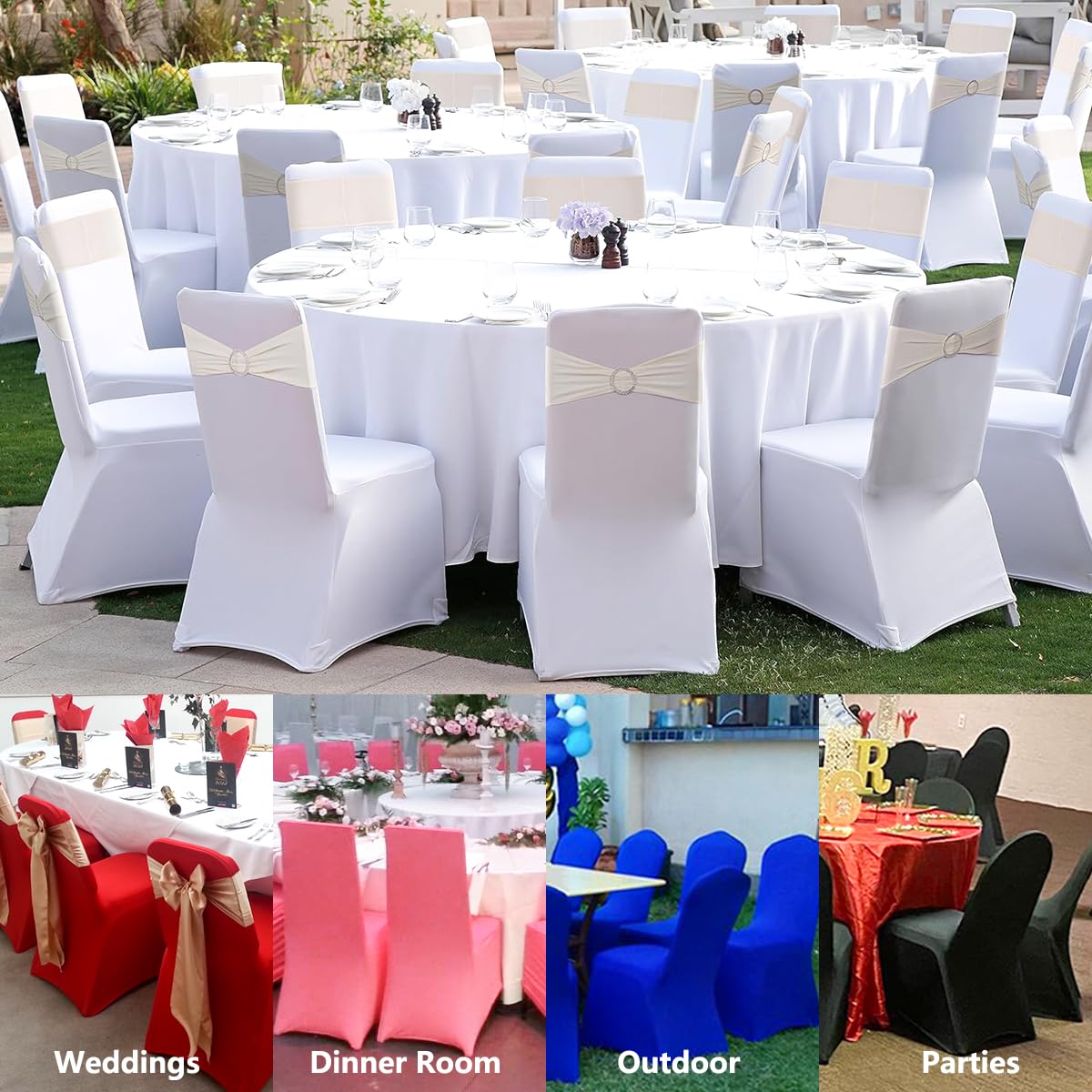 Kapwall White Spandex Chair Covers | 12 Pack Stretchable Wedding Covers