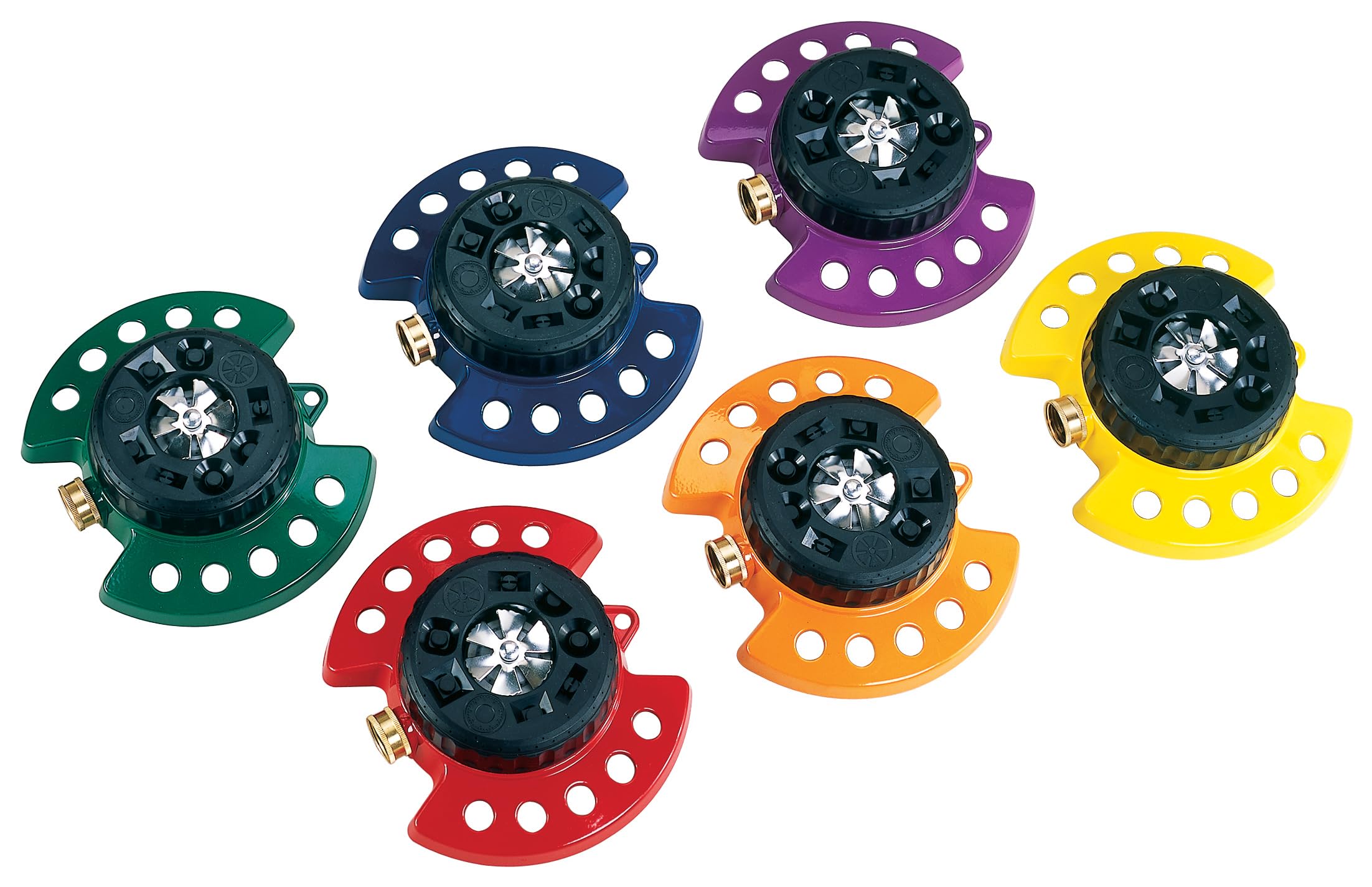 Dramm ColorStorm 9-Pattern Turret Sprinkler | Heavy-Duty Metal Base, Red
