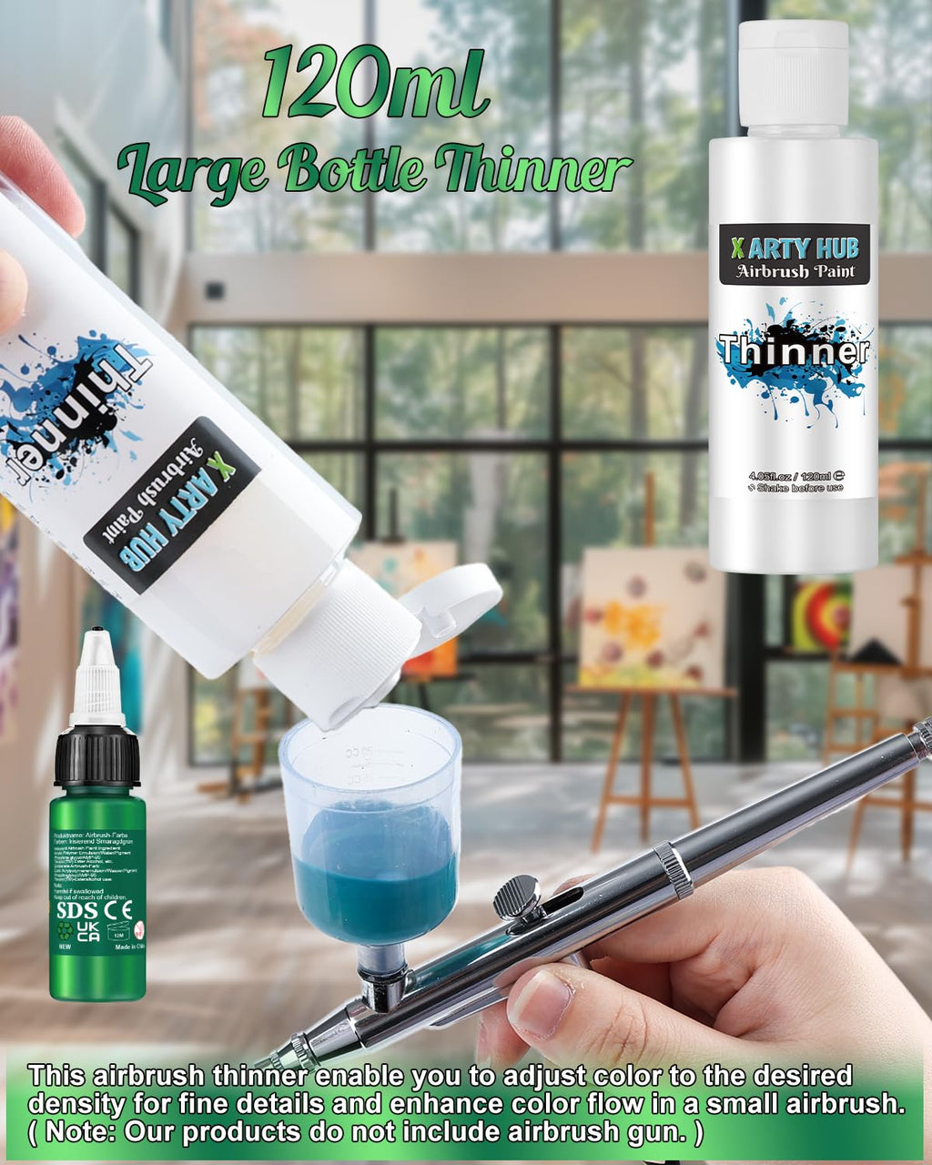 X ARTY HUB Airbrush Paint Set - 42 Colors Water-Based Acrylic with Thinner