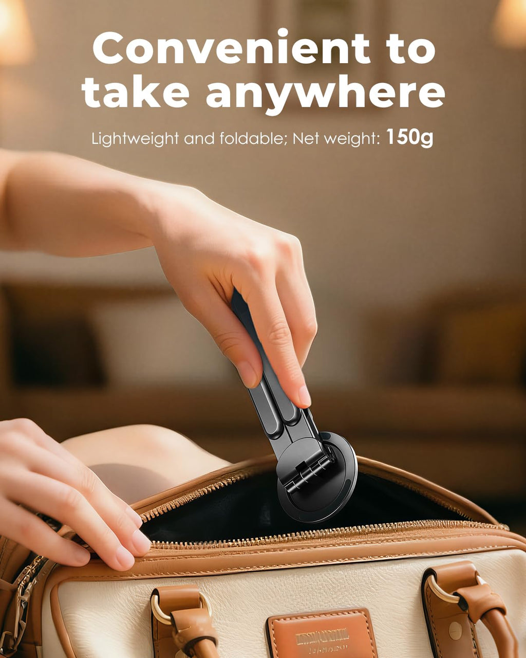 Viozon Portable Laptop Stand for Desk, Foldable Adjustable Computer Riser with Magnetic Phone Holder - image 4