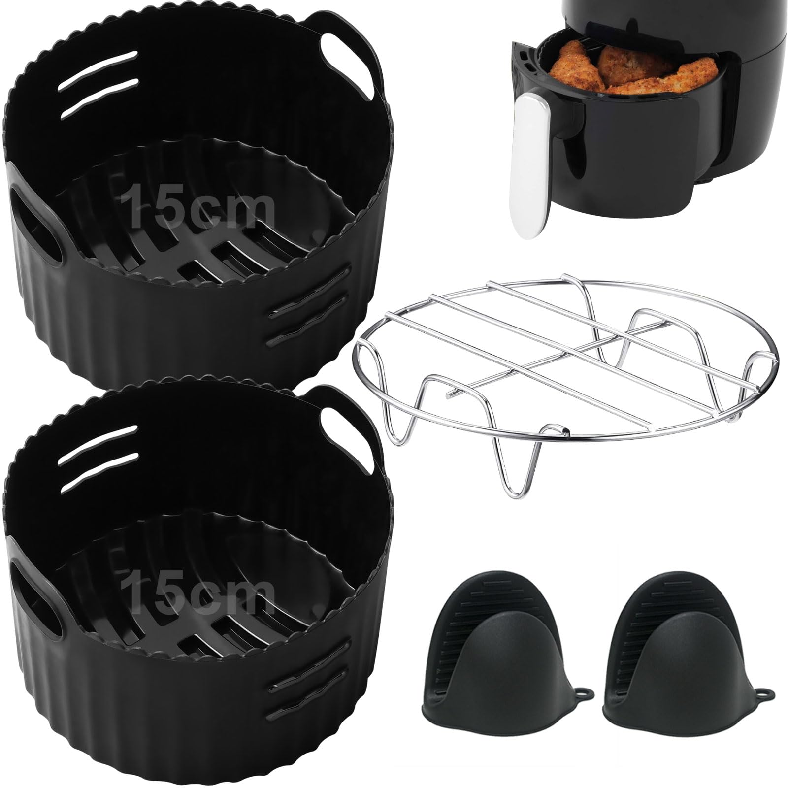 Moleath 4Pcs Reusable Silicone Liners for 2L Air Fryers with Steam Rack