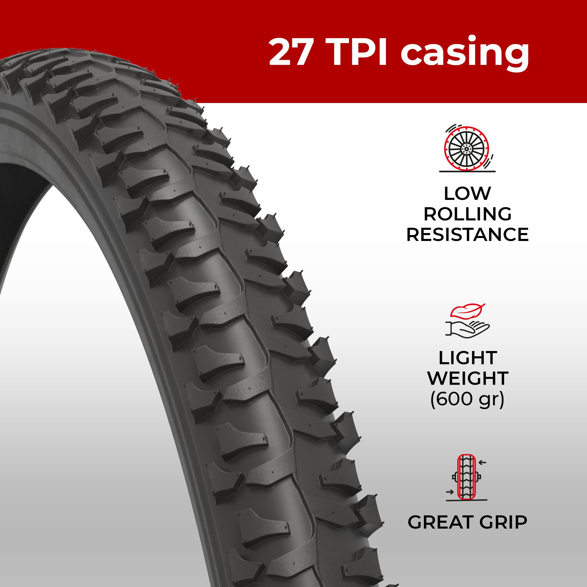 Fincci 20x1.75 Inch Bike Tyres - Pack of 2 Durable BMX MTB Tires