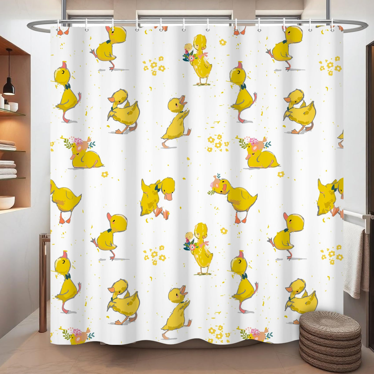 Yellow Duck Shower Curtain with Hook for Bathroom Decorative 71x71inch - image 2