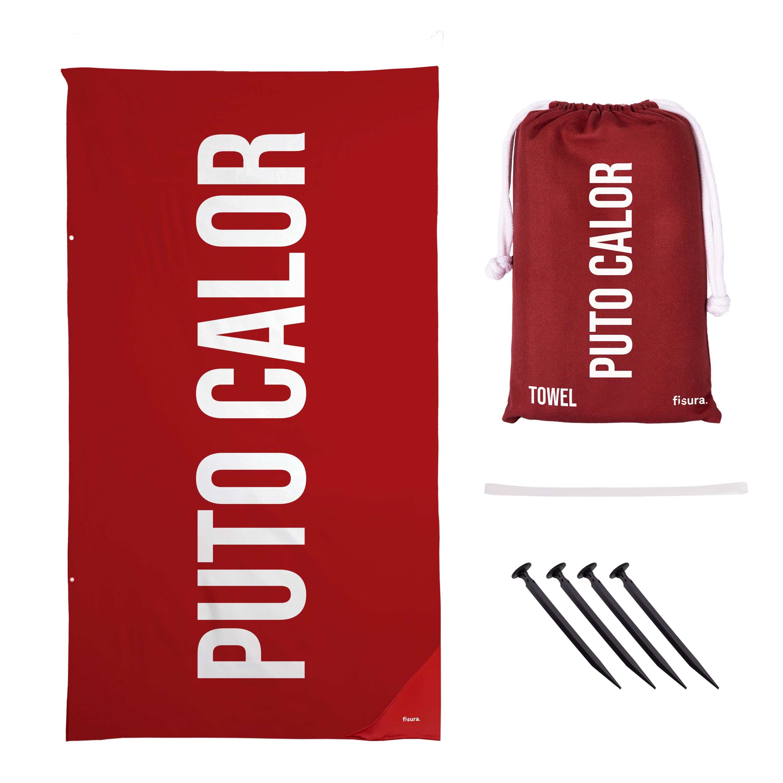 Fisura Puto Calor Oversized Red Microfiber Beach Towel – 180 x 100 cm