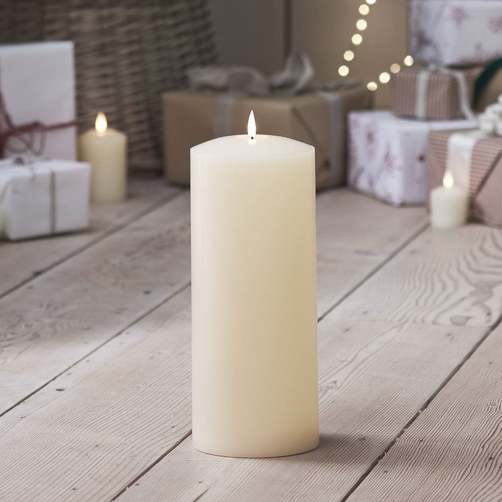 Lights4fun TruGlow 30cm LED Flameless Chapel Candle | Ivory Wax