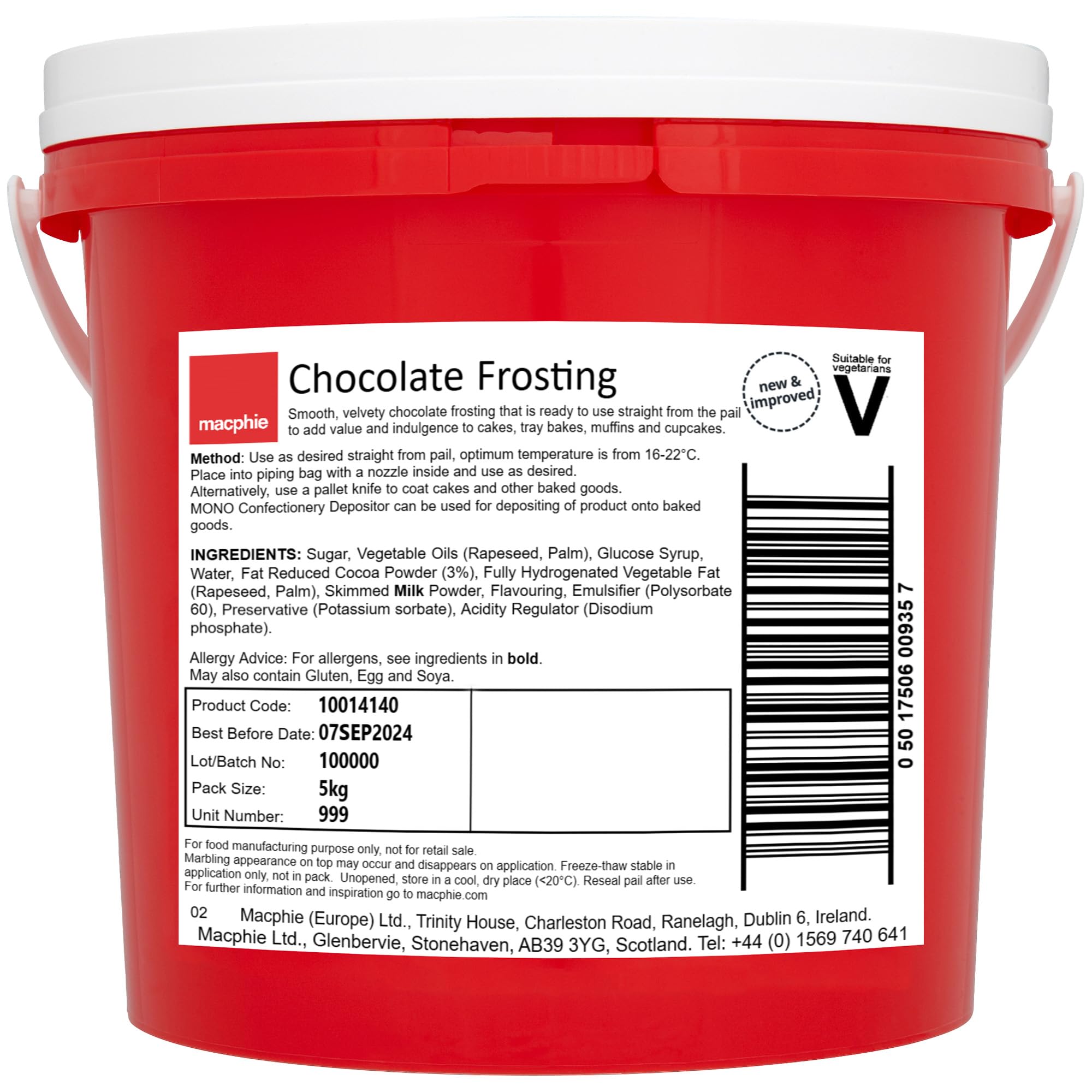 Macphie Chocolate Rainbow Frosting – 5kg Ready-to-Use Cake Icing