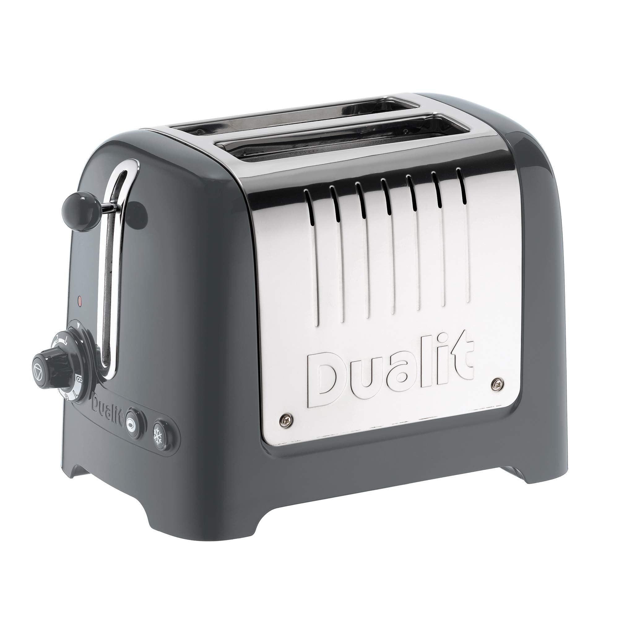 Dualit 2 Slice Lite Toaster | Polished with High Gloss Grey | 36mm Wide Slots