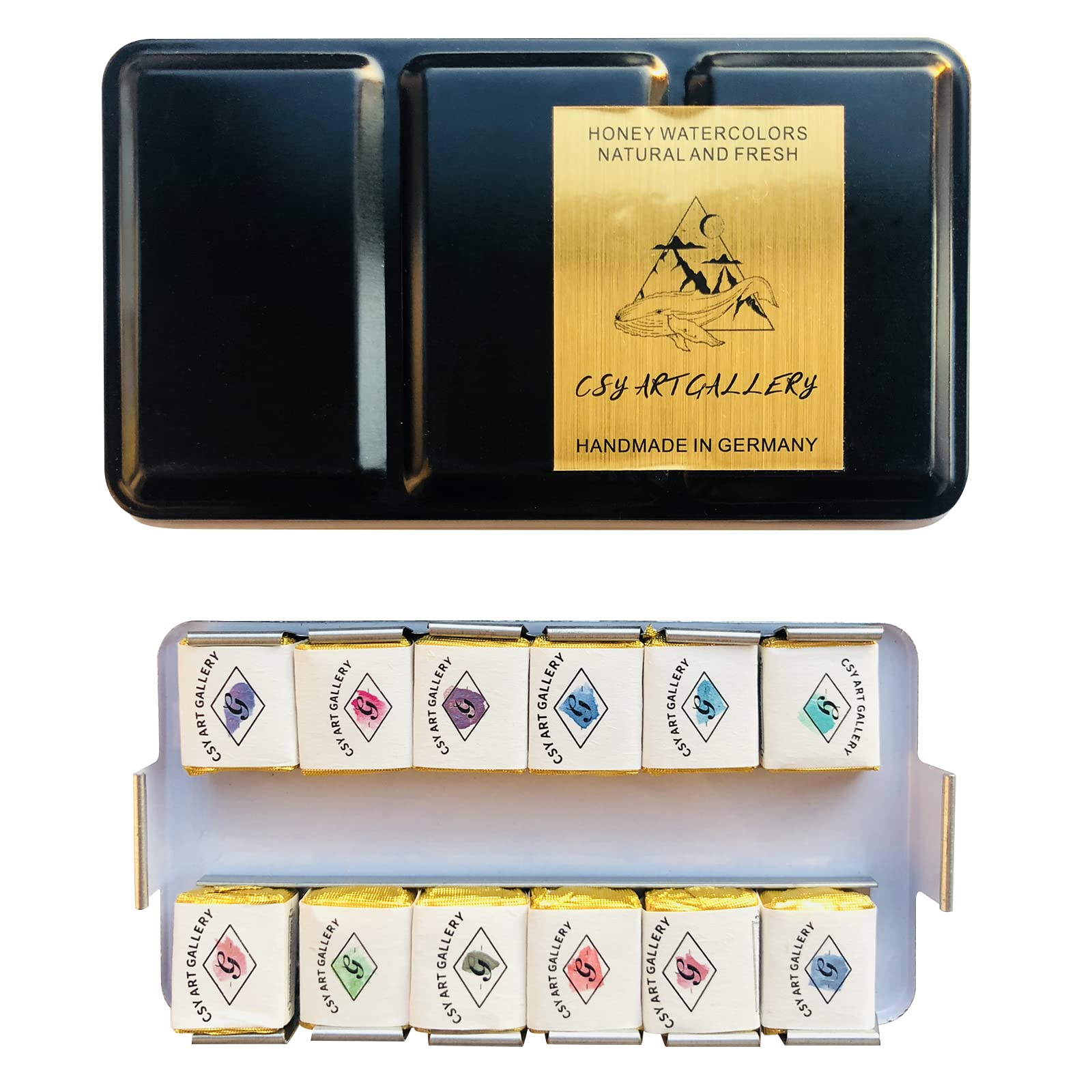 Csy Art Gallery Handmade Metallic Watercolor Paint Set | 12 Shimmer Colors