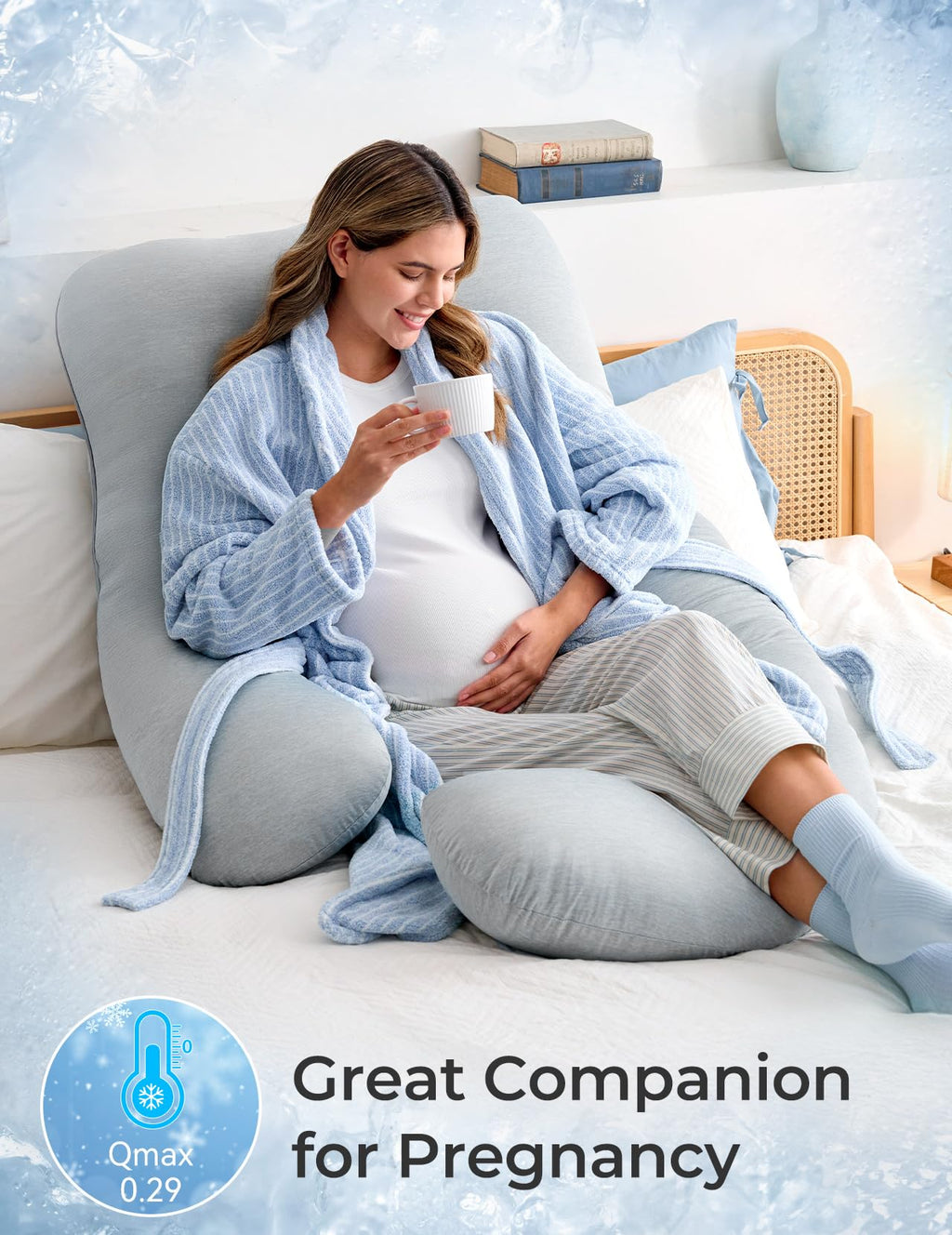 Momcozy Cooling U-Shaped Pregnancy Pillow - 57 Inch Full Body Support
