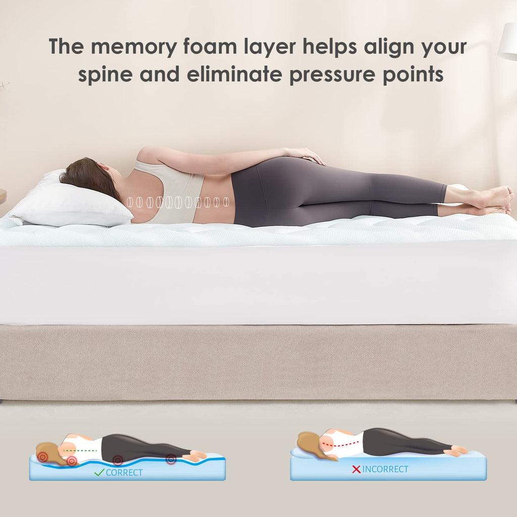 EHEYCIGA King Size Memory Foam Mattress Topper - Cooling Gel Bed Pad