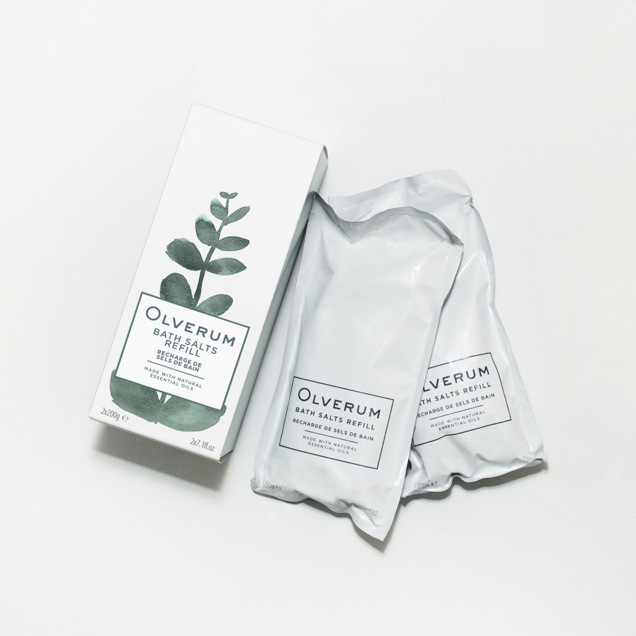 Olverum Magnesium Bath Salts – Muscle Soothing Mineral Soak Refill 2pk